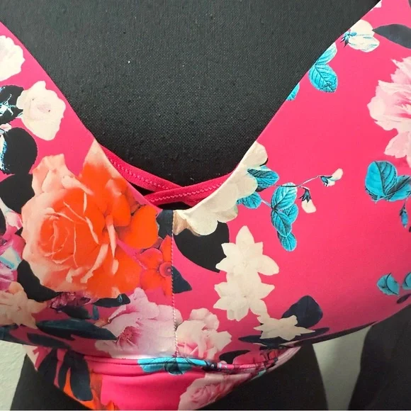 NWT Torrid 42G Full Coverage Bra – Hot Pink Floral Print Underwire Lined Plus Si - Picture 2 of 10